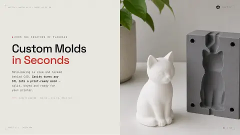 Cat figure with the mold created by Cavity
