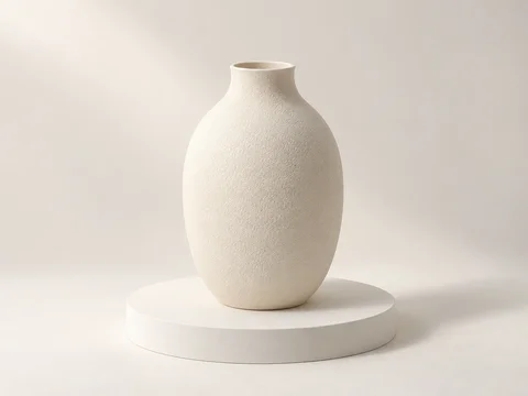 Vase with a fine Retexture surface texture on a white studio pedestal